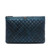 Secondhand Chanel Large Quilted Metallic Lambskin Boy O Case Clutch