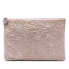 Secondhand Chanel Large CC Embossed Metallic Lambskin Camellia O Case Clutch