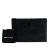 Saint Laurent Croc Embossed Leather Monogram Clutch Secondhand