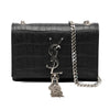 Secondhand Saint Laurent Small Croc Embossed Leather Monogram Kate Tassel Crossbody