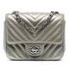 Chanel Mini Square Classic Chevron Iridescent Lambskin Single Flap Secondhand
