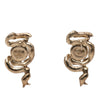 Chanel CC Gold Plated Faux Pearl & Strass Ribbon Push Back Earrings Secondhand