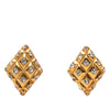 Secondhand Chanel CC Gold Plated Strass Quilted Rhombus Clip On Earrings