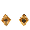 Secondhand Chanel CC Gold Plated Strass Quilted Rhombus Clip On Earrings