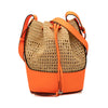 LOEWE Small Raffia and Calfskin Balloon Bucket Bag Secondhand