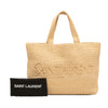 Secondhand Saint Laurent Raffia Embroidered Logo Tote