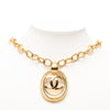Chanel CC Gold Plated Oval Pendant Necklace Secondhand