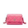 Chanel Small Quilted Lambskin Logo Chain Strap Flap Secondhand