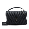 Saint Laurent Large Chevron Sheepskin Monogram College Satchel Secondhand