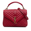 Saint Laurent Medium Quilted Chevron Sheepskin College Satchel Secondhand