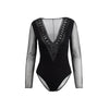 Secondhand Semi-sheer Embroidered Bodysuit - '90s