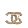 Chanel CC Gold Plated Enamel Heart and Faux Pearl Brooch Secondhand