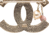 Chanel CC Gold Plated Enamel Heart and Faux Pearl Brooch Secondhand
