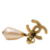 Chanel CC Gold Plated Faux Pearl Swing Clip On Earrings Secondhand