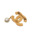 Chanel CC Gold Plated Strass and Faux Pearl Drop Brooch Secondhand