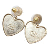 Secondhand Chanel CC Gold Plated Faux Pearl Heart Push Back Earrings