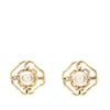Chanel CC Gold Plated Faux Pearl Chain Link Clip On Earrings Secondhand