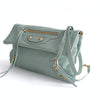 Balenciaga Giant Clutch with shoulder strap in aqua green leather