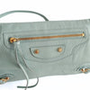 Balenciaga Giant Clutch with shoulder strap in aqua green leather