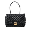 Bottega Veneta Leather Woven Rumple Desiree Shoulder Bag in Black Secondhand
