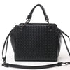 Bottega Veneta Intrecciato Leather 2Way Handbag in Black Secondhand