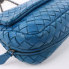 Secondhand BOTTEGA VENETA Intrecciato Leather Chain Crossbody Bag in Blue
