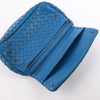 Secondhand BOTTEGA VENETA Intrecciato Leather Chain Crossbody Bag in Blue