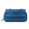 Secondhand BOTTEGA VENETA Intrecciato Leather Chain Crossbody Bag in Blue
