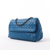 Secondhand BOTTEGA VENETA Intrecciato Leather Chain Crossbody Bag in Blue
