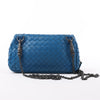 Secondhand BOTTEGA VENETA Intrecciato Leather Chain Crossbody Bag in Blue