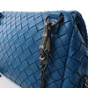 Secondhand BOTTEGA VENETA Intrecciato Leather Chain Crossbody Bag in Blue