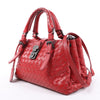 Bottega Veneta Intrecciato Roma Leather Handbag in Red Secondhand