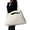 Bottega Veneta woven maxi shopper bag in white leather