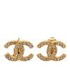 Chanel CC Gold Plated Strass Clip On Earrings Secondhand