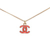 Chanel Gold Plated Enamel CC Pendant Necklace Secondhand