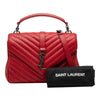 Saint Laurent Medium Quilted Chevron Sheepskin College Satchel Secondhand