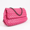 BOTTEGA VENETA Intrecciato Leather Chain Shoulder Bag in Hot Pink Secondhand