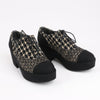 Secondhand CHANEL Coco Tweed Felt Mark Leather x Fabric Boots G31378 in Black x Beige, Size 37 EU