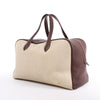 HERMES Victoria 43 Taurillon x Toile Travel Bag in Brown x Beige Secondhand