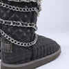 Philipp Plein Leather Ankle Boots Silver Metal Accessories with Skull Chains, Size 37 EU Secondhand