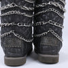 Philipp Plein Leather Ankle Boots Silver Metal Accessories with Skull Chains, Size 37 EU Secondhand