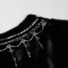 Valentino Black Mink Fur Capelet with Crystal Embellishments - Elegant Evening Wear Secondhand