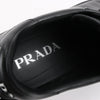 PRADA Logo Leather Sneakers in Black × White 1E282N, Size 37.5 EU Secondhand