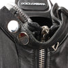 Secondhand Dolce & Gabbana Black Leather and Leopard Biker Jacket, Size 38