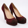 Chanel Burgundy/Brown Suede CC Cap Toe Platform Heel Pumps, Size 40.5 EU Secondhand