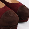 Chanel Burgundy/Brown Suede CC Cap Toe Platform Heel Pumps, Size 40.5 EU Secondhand