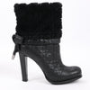 Dior Black Leather Cannage Ice Fur Cuffed Boots, Size 40 EU Secondhand