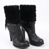 Dior Black Leather Cannage Ice Fur Cuffed Boots, Size 40 EU Secondhand