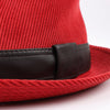 Hermes Corduroy Fedora Hat in Red Secondhand