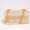 Dior Caro Raffia x Leather Medium Shoulder Bag in Beige Secondhand